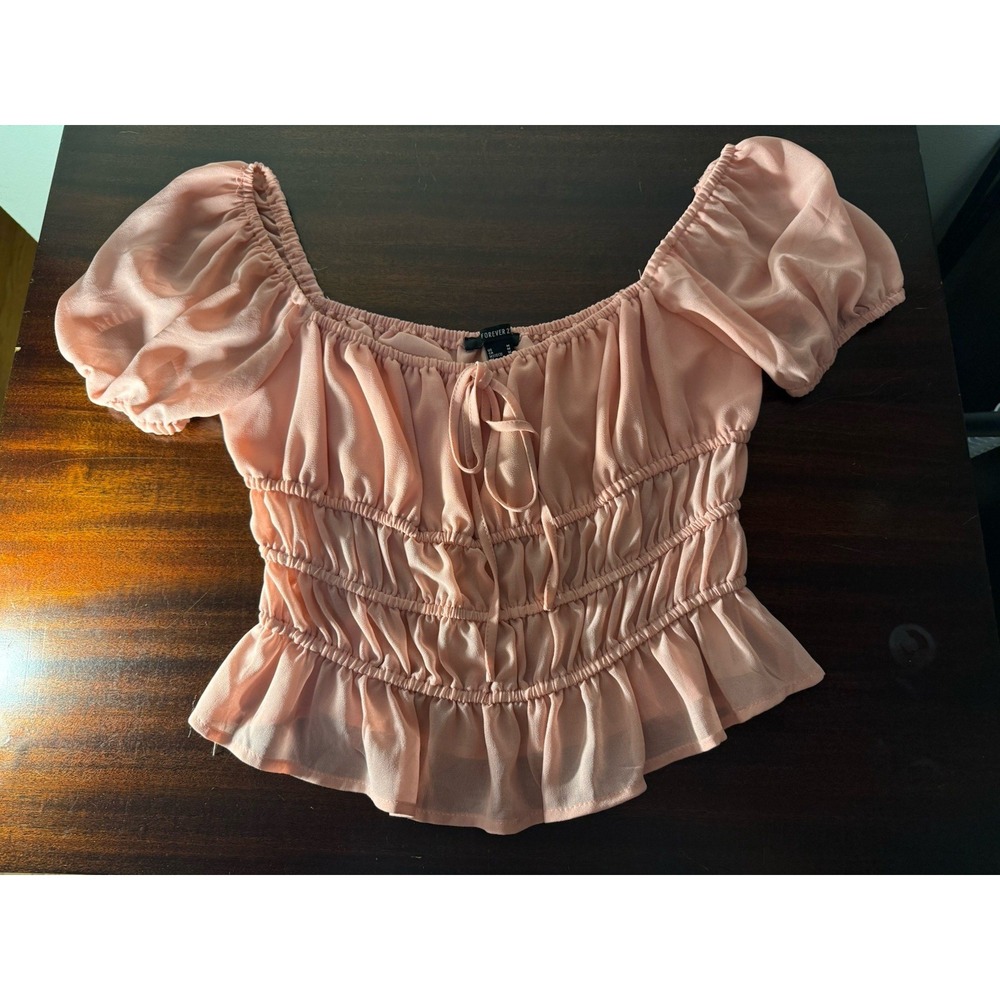 Forever 21 Women's Ruffle Pink Blouse Size M